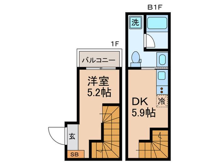 CELESTIA西早稲田(1DK/B1階)の間取り写真