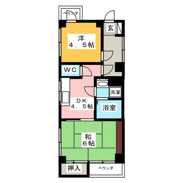 三橋ビル(2DK/5階)の間取り写真