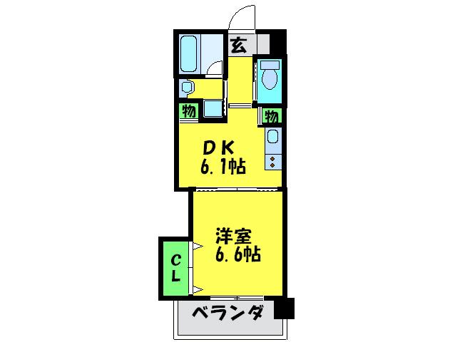 ハイツカトレヤ(1DK/14階)の間取り写真