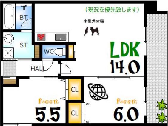 SAKURA PARK(2LDK/8階)の間取り写真