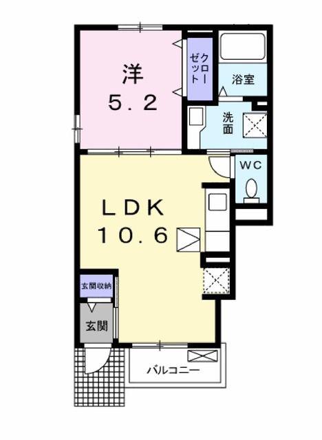 CASA α(1LDK/1階)の間取り写真