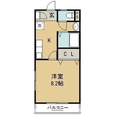 フレグランス沖洲(1K/2階)の間取り写真