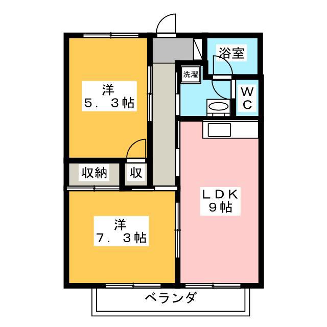 コーポヤマニ(2LDK/2階)の間取り写真