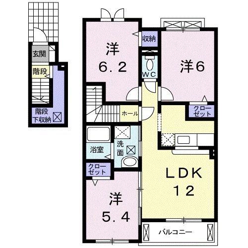 プランタンソレイユF(3LDK/2階)の間取り写真
