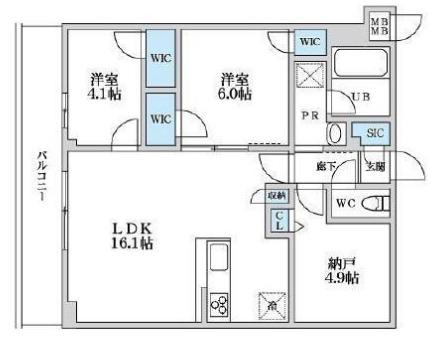 SーRESIDENCE富士見ヶ丘AFFORD(2SLDK/3階)の間取り写真