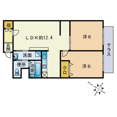 グリーンマンション別府(2LDK/1階)の間取り写真
