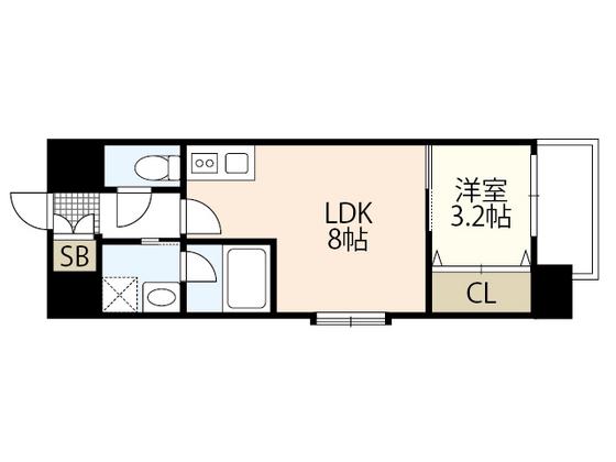 EIGHTVALLEY CASTLESIDE(1LDK/13階)の間取り写真