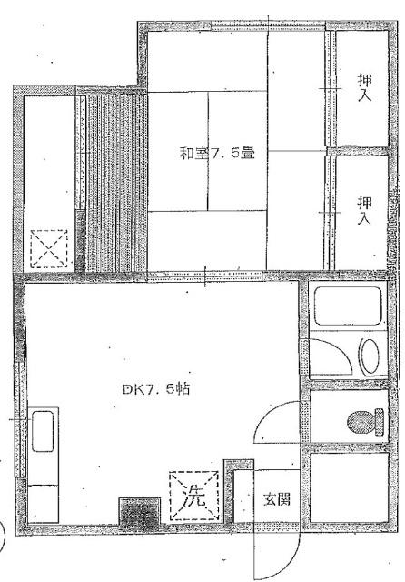 三愛千石ビル(1DK/2階)の間取り写真