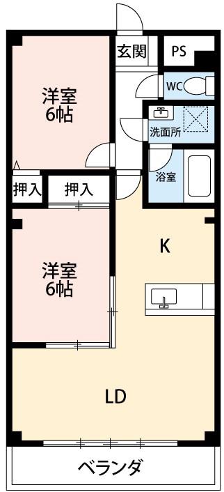 ケイズマンション大門(2LDK/1階)の間取り写真