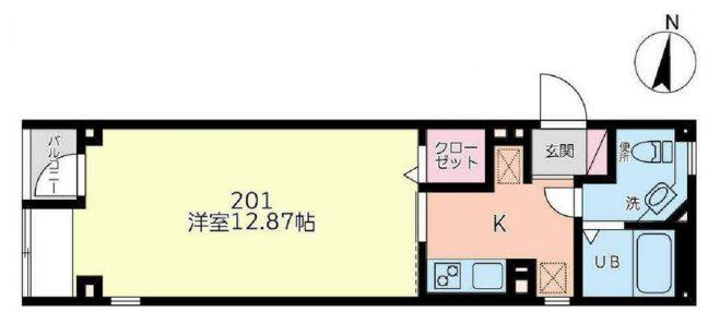 ONES上尾柏座(1K/2階)の間取り写真