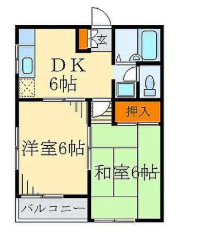 メゾンフローラ(2DK/2階)の間取り写真