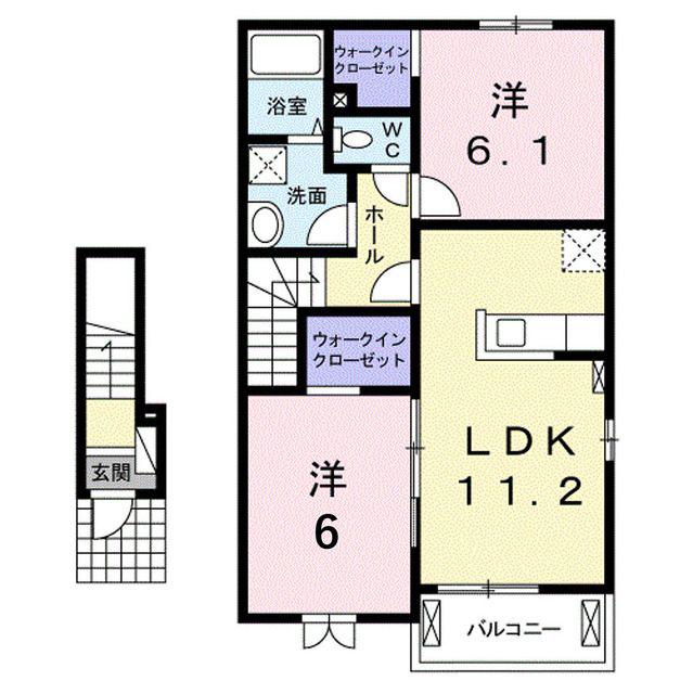 ブルゴーニュB(2LDK/2階)の間取り写真