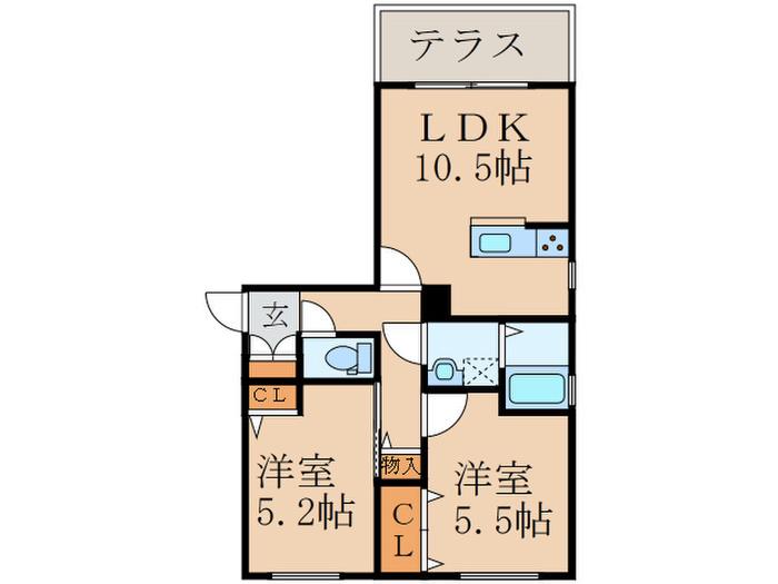 シャーメゾンPEACE(2LDK/1階)の間取り写真