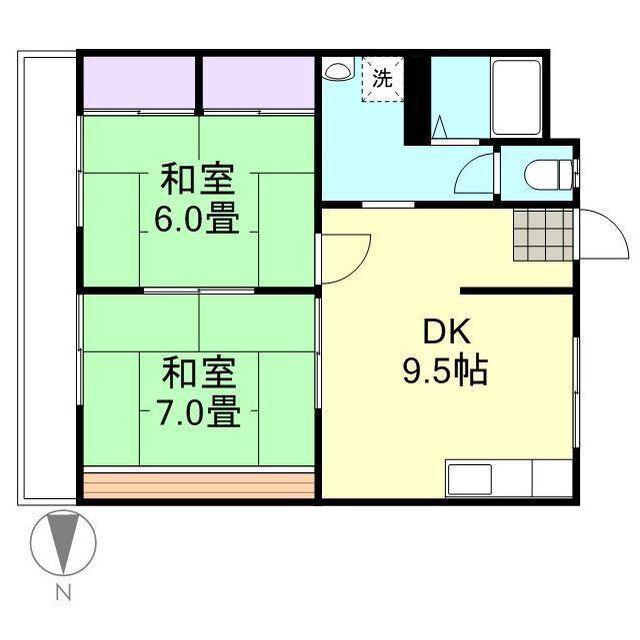 リバーサイドFUJI(2DK/2階)の間取り写真