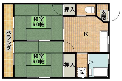 ロイヤルハイツ(2K/2階)の間取り写真
