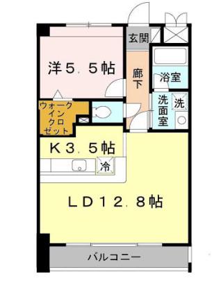 パルム・ドール(1LDK/2階)の間取り写真
