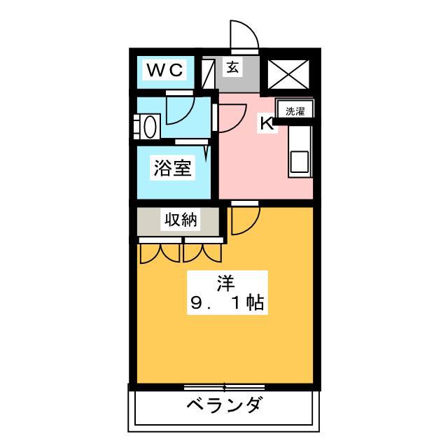 LESPOIR(1K/2階)の間取り写真