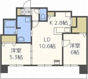 フェバリット ラ ジェッド(2LDK/7階)の間取り写真