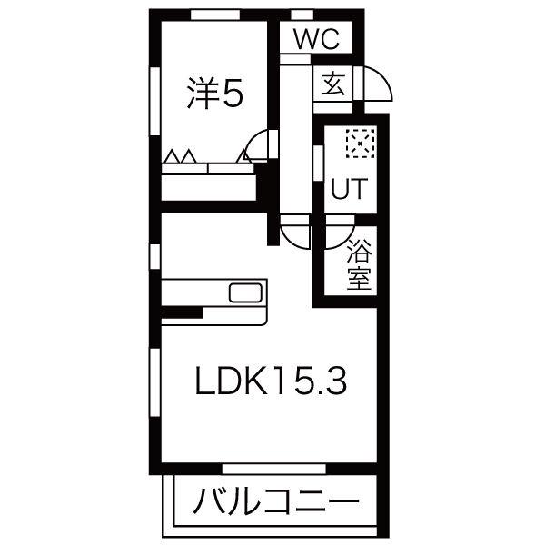 高崎栄町スターレジデンス(1LDK/5階)の間取り写真