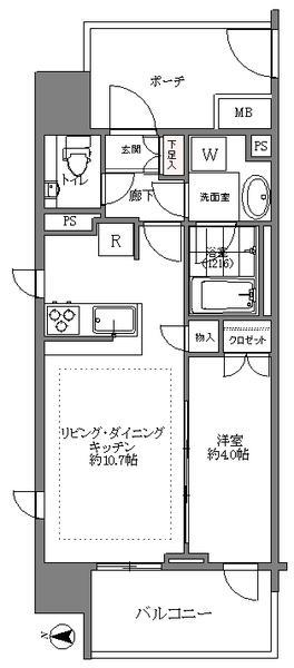 クレヴィア森下駅前(1LDK/3階)の間取り写真