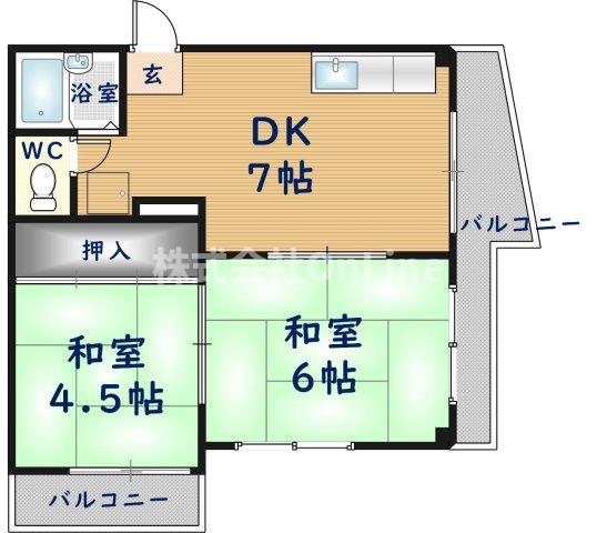 富士マンション(2DK/3階)の間取り写真