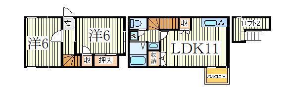 湖北テラスハウス N(2LDK/1階)の間取り写真