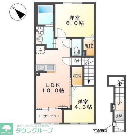 坂戸市千代田 アパートII期工事(2LDK/2階)の間取り写真