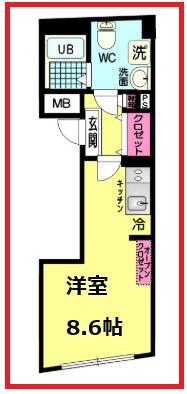 クロスグレイ町屋(ワンルーム/4階)の間取り写真