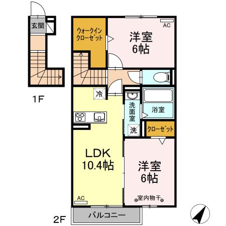 チェントくすのき(2LDK/2階)の間取り写真