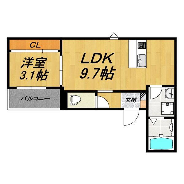LE COCON 春日井II(1LDK/3階)の間取り写真