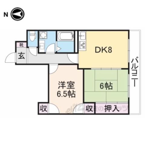 プレアール法隆寺(2LDK/1階)の間取り写真