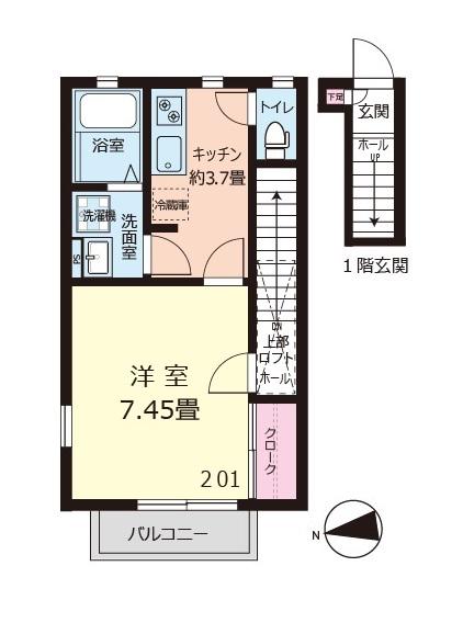 ブラン妙蓮寺(1K/2階)の間取り写真