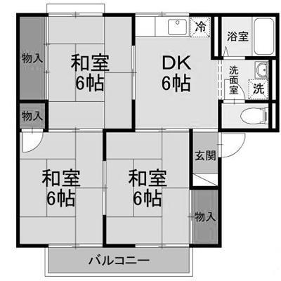 セジュール土居田(3DK/2階)の間取り写真