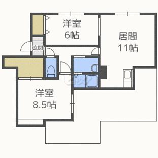 ジュピター白石中央II(2LDK/2階)の間取り写真