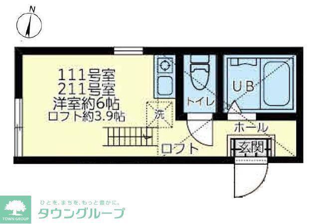 ミカサ末吉(ワンルーム/1階)の間取り写真