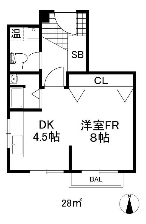 新山本マンション(ワンルーム/1階)の間取り写真