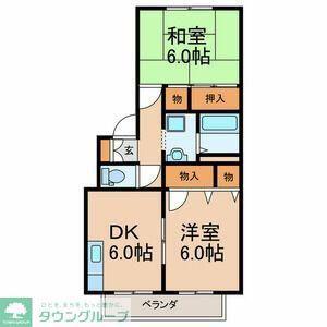 グランデージE棟(2DK/2階)の間取り写真