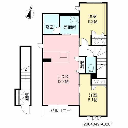 シャーメゾン八幡(2LDK/2階)の間取り写真