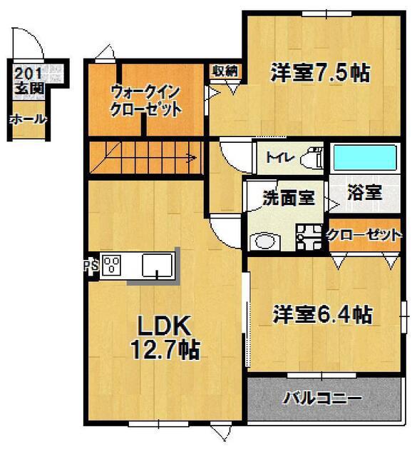 カネエーズ中台C(2LDK/2階)の間取り写真