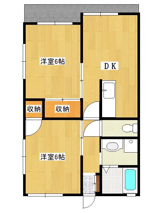 カーサ・ピエタ(2LDK/2階)の間取り写真
