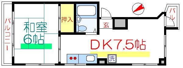 泉ハイツ(1DK/5階)の間取り写真