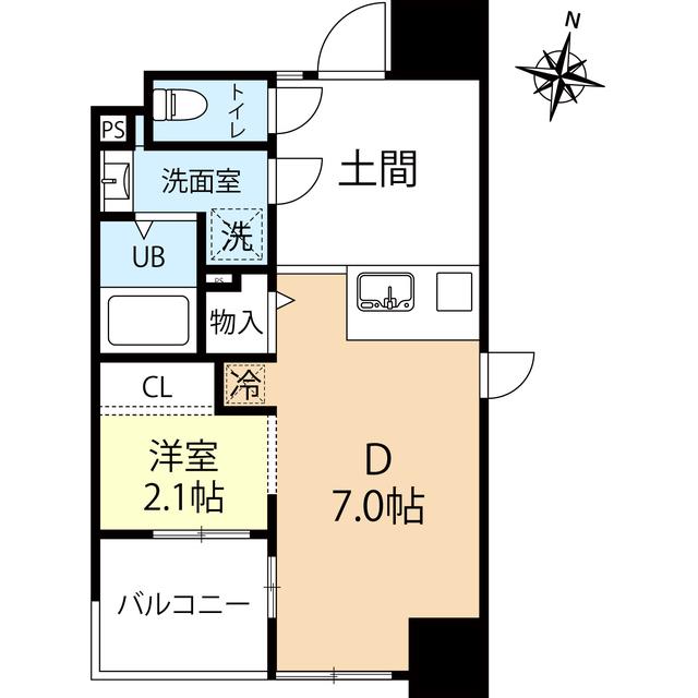 デュオフラッツ西新ウエスト(1LDK/8階)の間取り写真