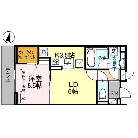 ONARIGOTENーD(1LDK/3階)の間取り写真