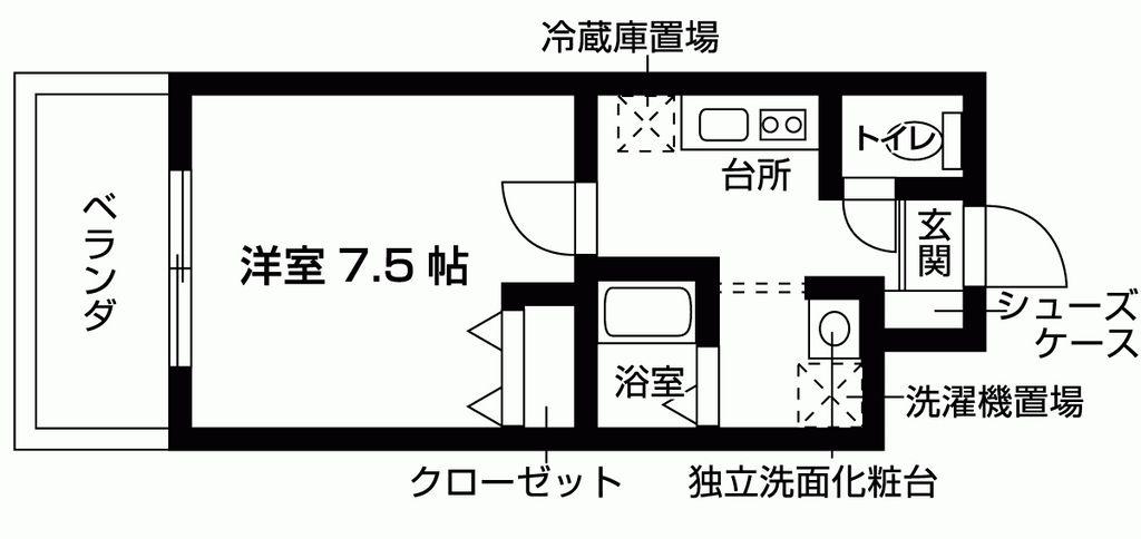 ロイヤルドミトリー同志社前(1K/1階)の間取り写真