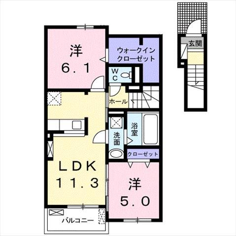 さつまI(2LDK/2階)の間取り写真