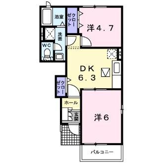 スパーブ(2DK/1階)の間取り写真