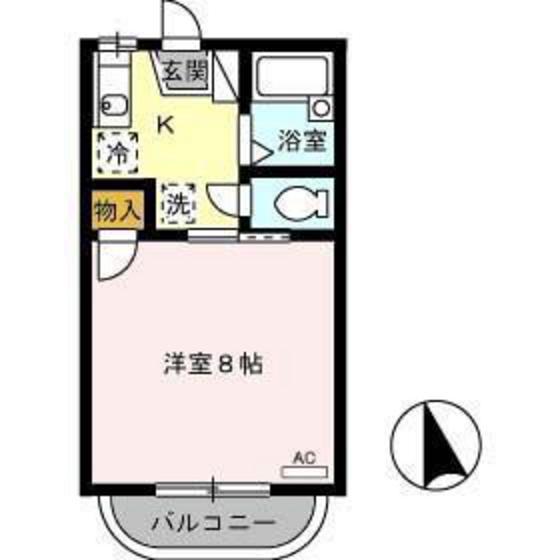 ヤングユーカリA(1K/1階)の間取り写真