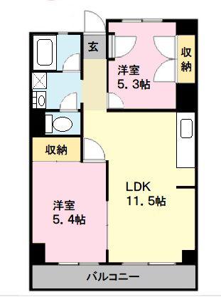 トヨダビル(2LDK/4階)の間取り写真