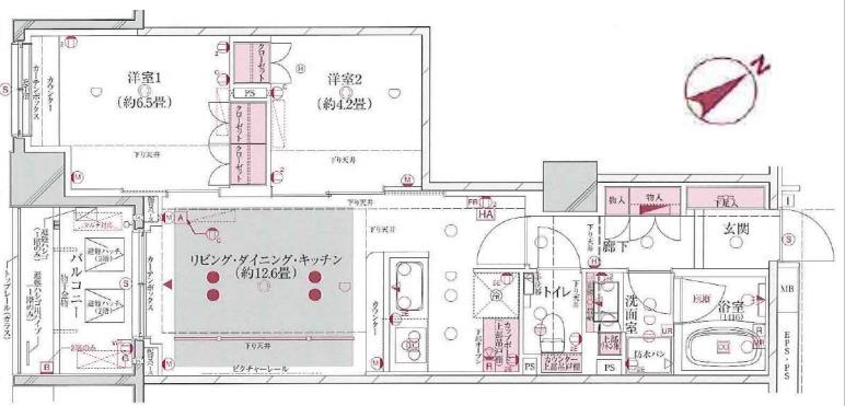目黒区青葉台四丁目マンション(2LDK/2階)の間取り写真