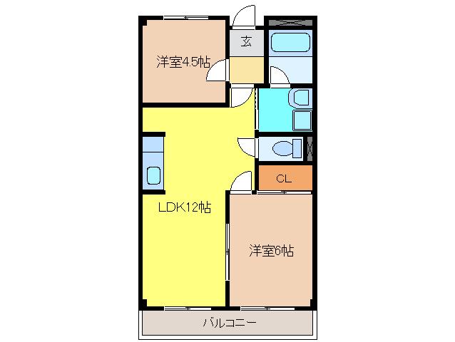 LIMPIAハッピー(2LDK/3階)の間取り写真